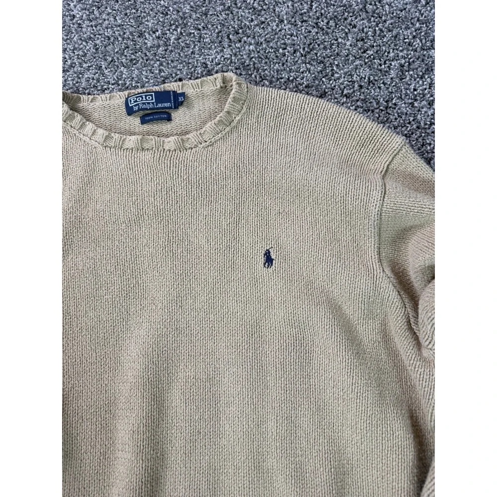 Vintage Polo Ralph Lauren Pullover Sweater Men's Size XL Beige